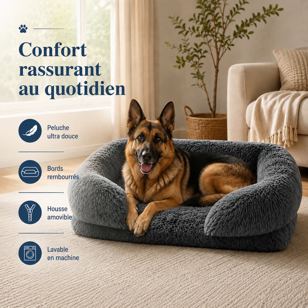 Lit Canapé pour Chien confortable en peluche avec housse amovible