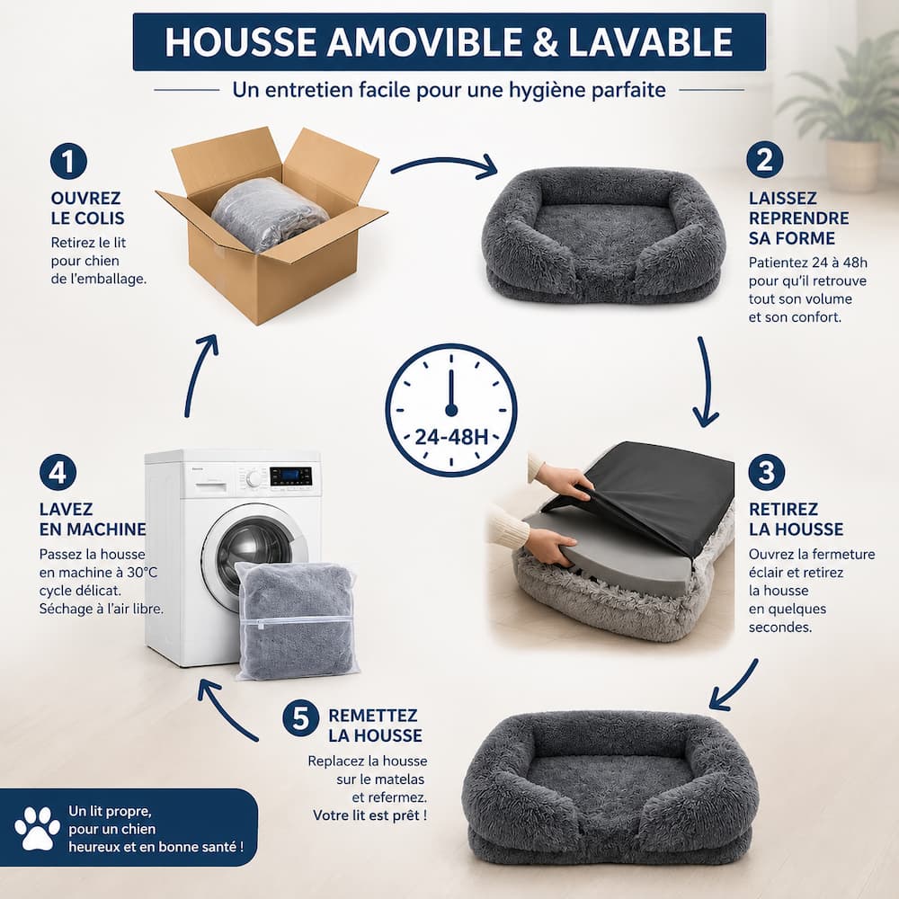 Lit Canapé pour Chien déhoussable et lavable en machine