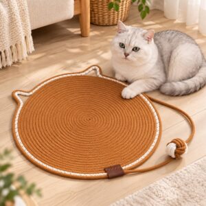 un tapis griffoir rond pour chat