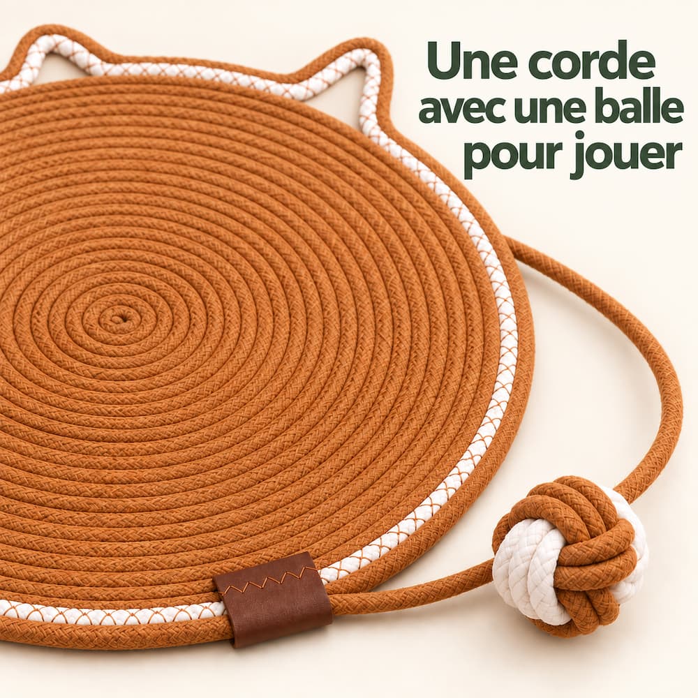un tapis rond avec corde pour jouer